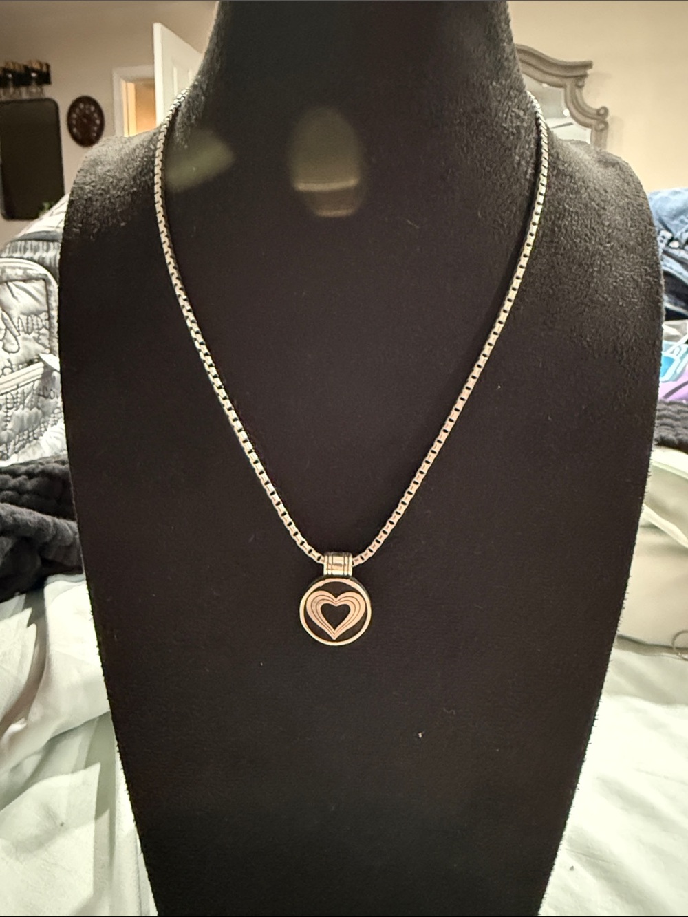 Brighton Midnight Sun Reversible Black Enamel Heart Pendant Necklace